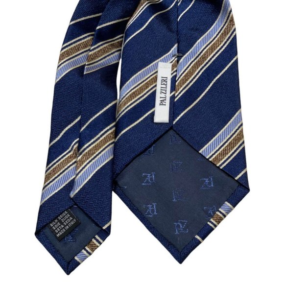 PAL ZILERI Blue Striped Silk Tie ITALY 60" / 3.5" EC - Picture 3 of 4
